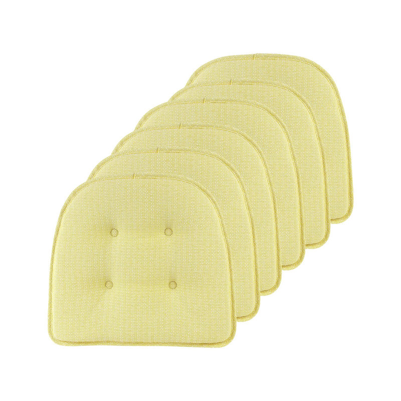 Coussins de salle à manger et de cuisine antidérapants de 16 po x 15 po x 2 po, ensemble de 6, Jaune
