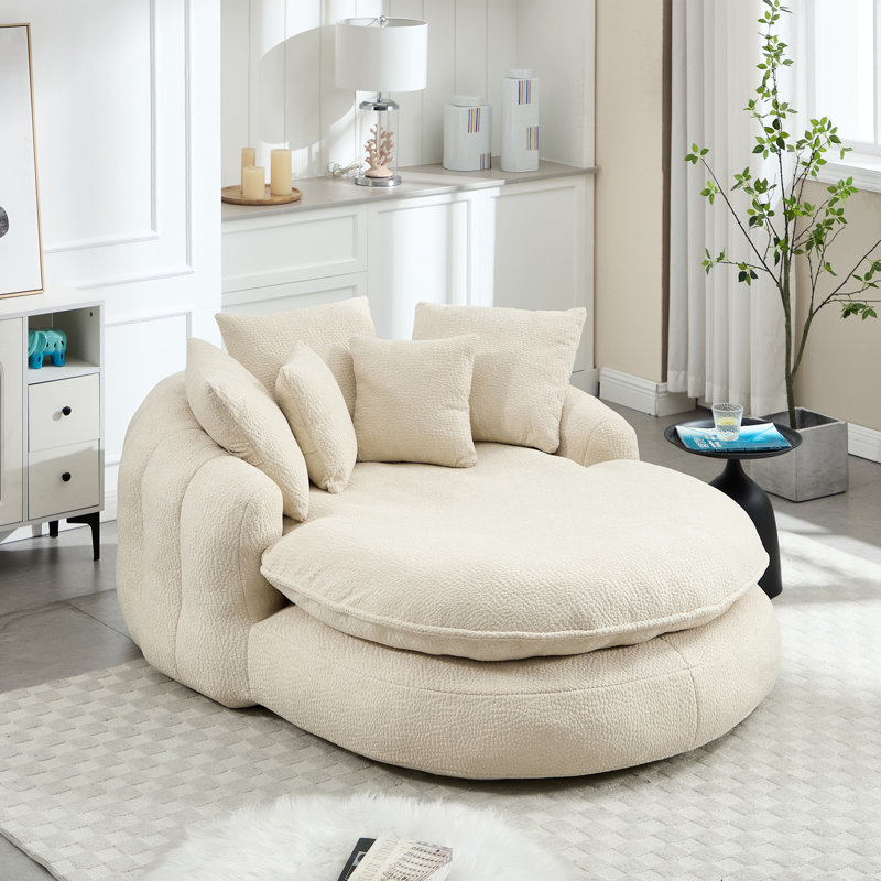 Canapé à billes ovale rembourré, Chenille beige