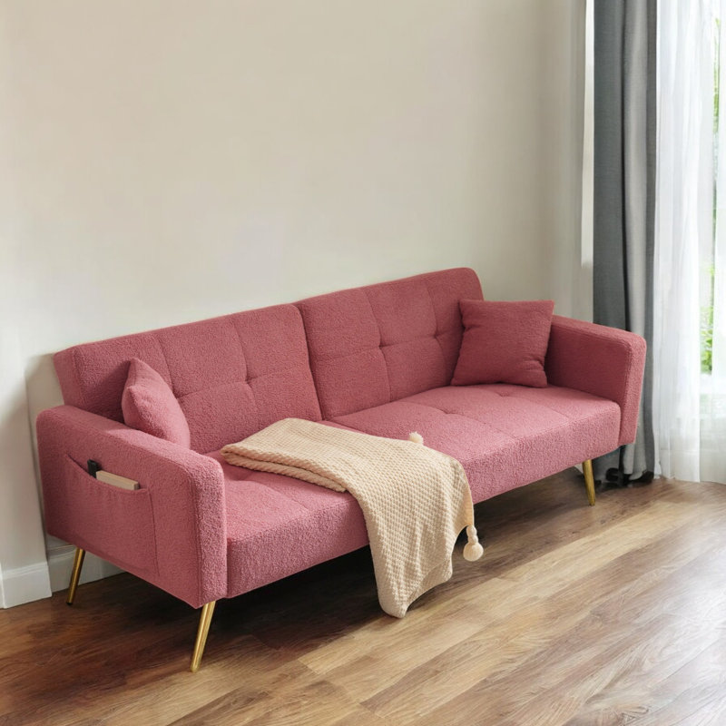 3 Seater Fabric Sofa Bed, Pink