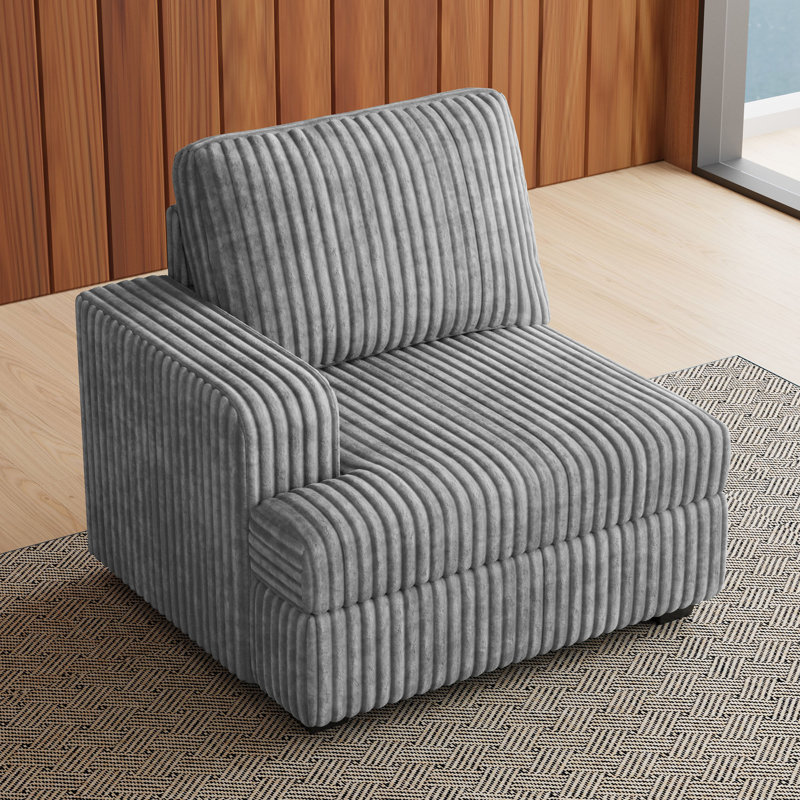 Canapé modulaire en velours côtelé Bianca, Velours côtelé gris pâle