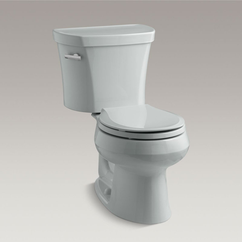 Wellworth 1.28 GPF Water Efficient Round Two-Piece toilet (Seat Not Included), Ice Gray, Right-Hand