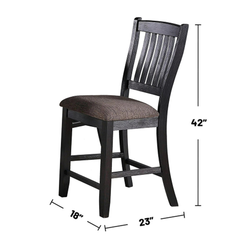 Chaises hautes rembourrées en tissu café foncé