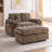 Double Sofa Recliner with Manual Adjustment and Storage Ottoman-2142871100