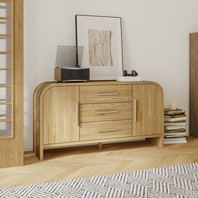 Armoire 59 portes à 3 tiroirs l 59,1 po grain de bois clair