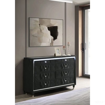 Mike 8-drawer LED Bedroom Dresser Cabinet