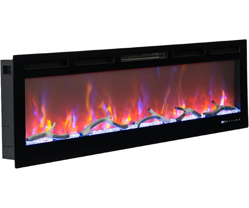 Foyer électrique encastré 30 "avec télécommande, 12 couleurs de flamme, chauffage 750 / 1500W pour le salon de la chambre à coucher