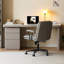 Bureau de direction gris rectangulaire en pierre frittée avec tiroirs-1412300138