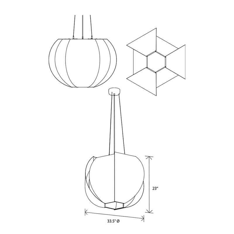 Veris 1 - Light LED Unique/Statement Pendant, 23" H x 33.5" W x 33.5" D, 2700, Gloss White