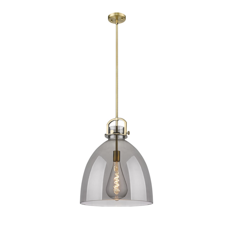 Luminaire suspendu 1 lumière Badillo, Laiton brossé, Plaqué couleur fumée, H 19,63 po x l 16 po x P 16 po