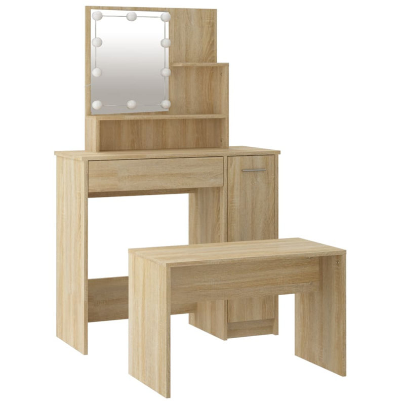 Italya Dressing Table with Mirror, Oak