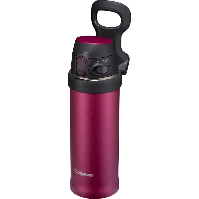 Flip-and-Go Vacuum Insulated Stainless Steel Travel Mug, Hibiscus Red, 16 oz