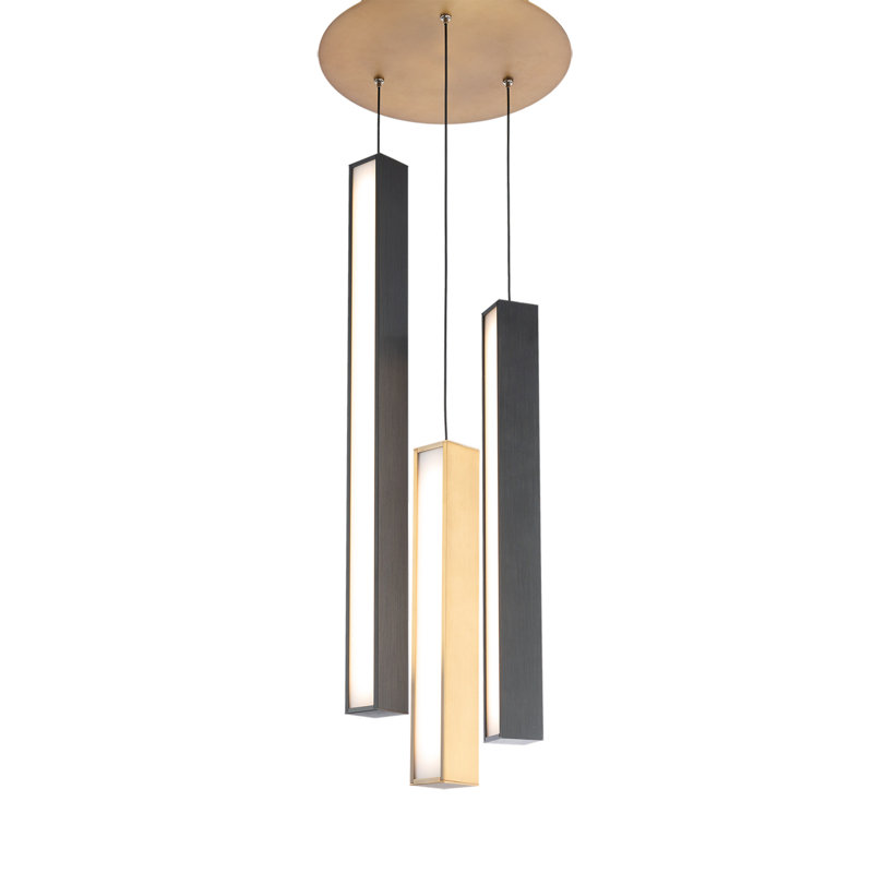 Aged Bronze & Black Aluminum LED Cluster Pendant - Modern Indoor/Outdoor Lighting