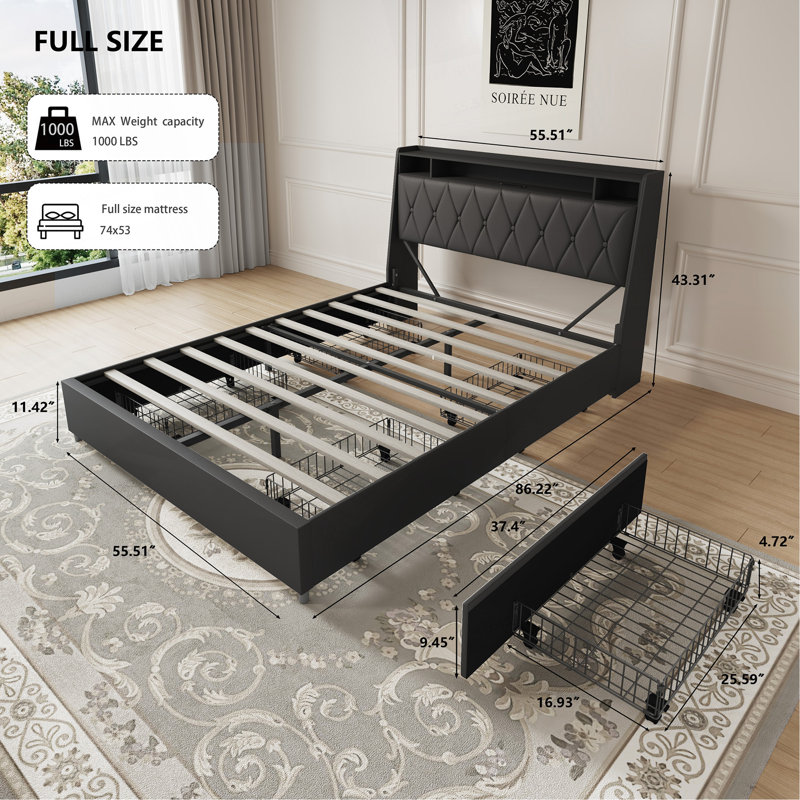 Structure de lit double confortable avec plusieurs fonctionnalités pour un sommeil supérieur