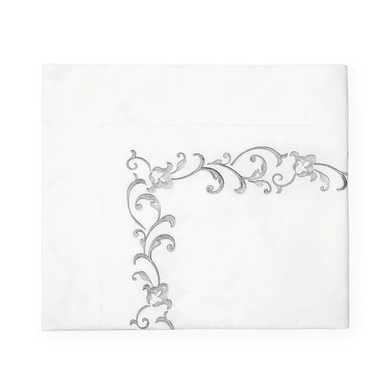 Griante Percale Flat Sheet, Full/Queen Flat Sheet, White/Storm