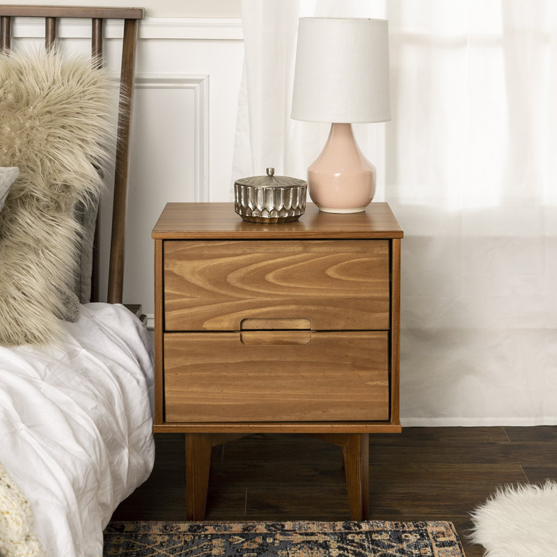 Ulti Solid Wood Bedside Table, Caramel