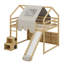 Lit mezzanine avec structure en forme de maison et tente-107262533-107262535