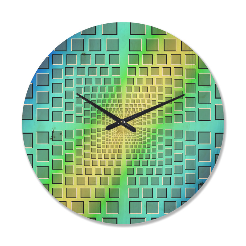Horloge murale moderne en bois mauve et jaune, Grand
