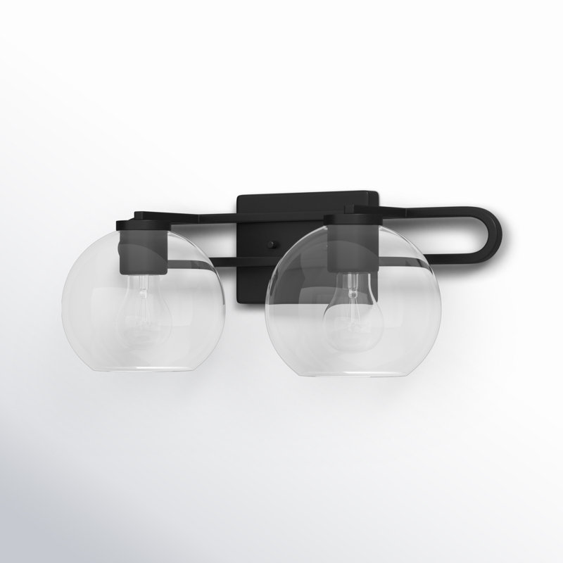 Eveline 2 Light Transparent Dimmable Vanity Light, Midnight Black