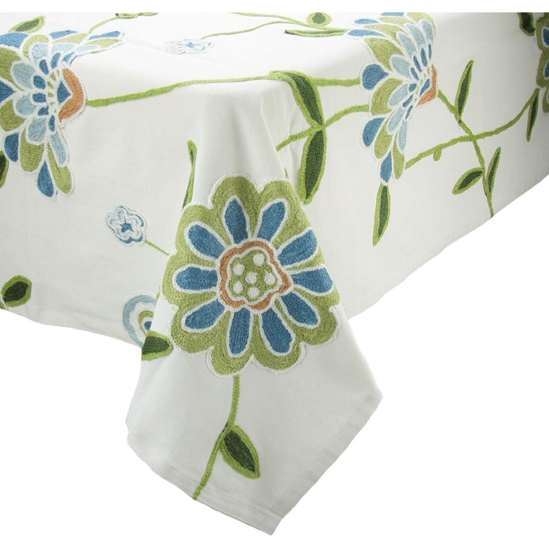 Flora Linens Tablecloth, 36" L x 36" W, Blue