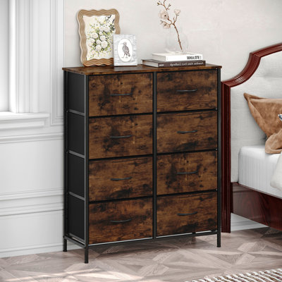 8-Drawer Fabric Dresser With Adjustable Feet, Water-Resistant High-Quality Fabric, Metal Frame & Wood Top – Storage For Bedroom Or Entryway by Ebern Designs