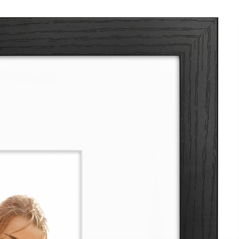 Cadre photo Americanflat - Cadre avec passe-partout - Moulure large - Verre résistant aux chocs, Noir, 18 po x 24 po