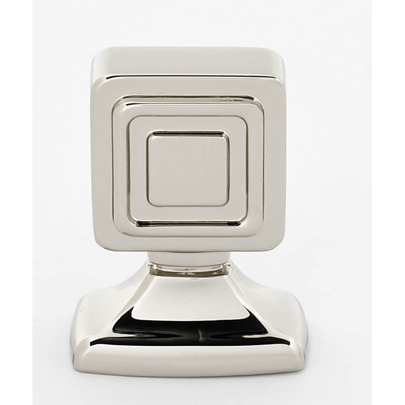 Cube Square Knob, 1.63" H x 1" W x 0.5" D, Polished Nickel