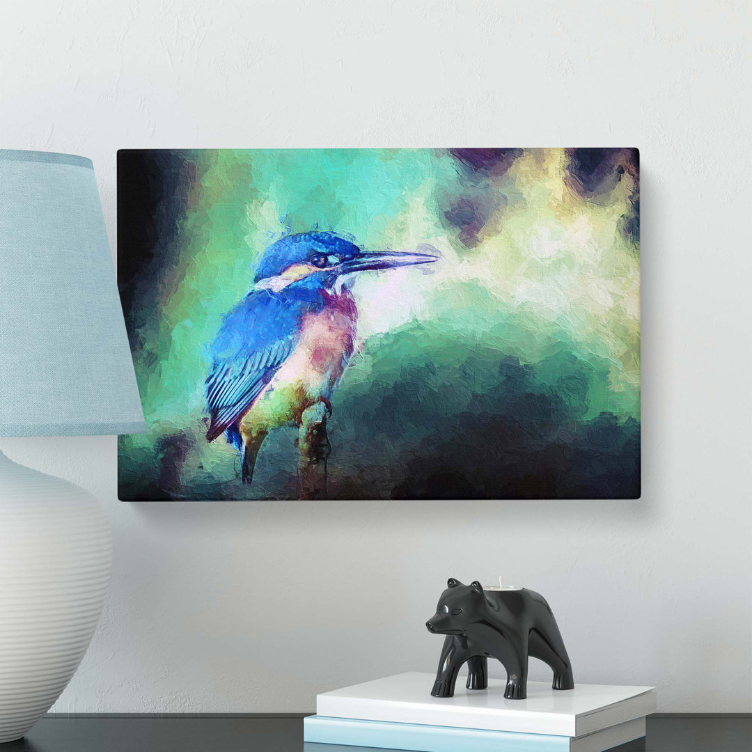 The Kingfisher Bird Looking West - Wrapped Canvas