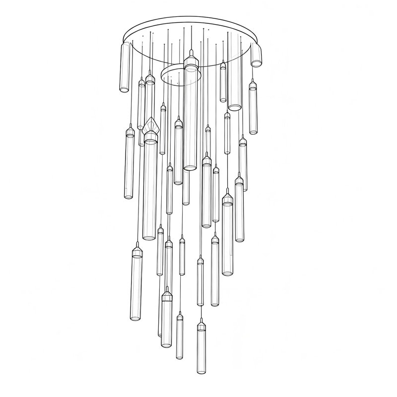 Suspension DEL à 20 lumières, intensité variable et longueur ajustable, 5760 lm