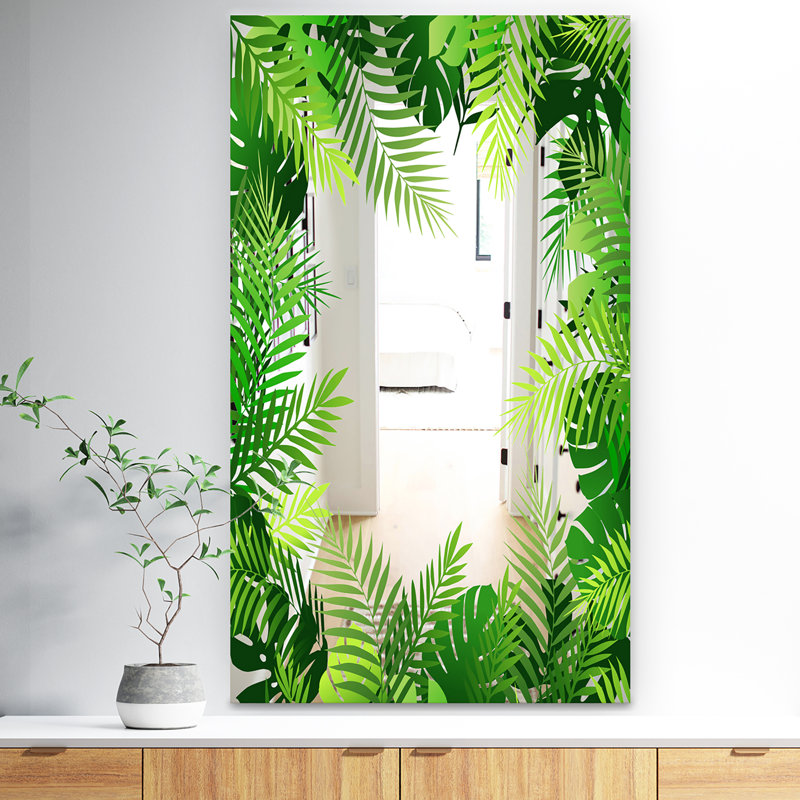 Tropical Mood Foliage Farmhouse Traditional Accent Mirror, 48" H x 30" W