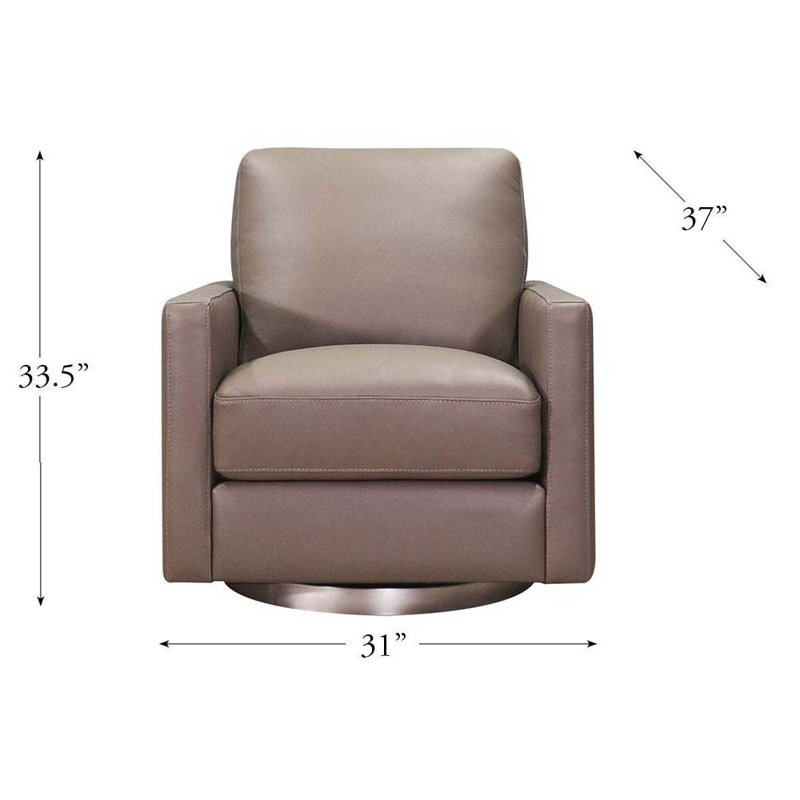 Fauteuil pivotant en cuir Tal, Cuir véritable brun taupe Ashby