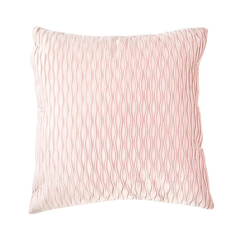 Textured Waves Striped Velvet Pillow Cover, Pink