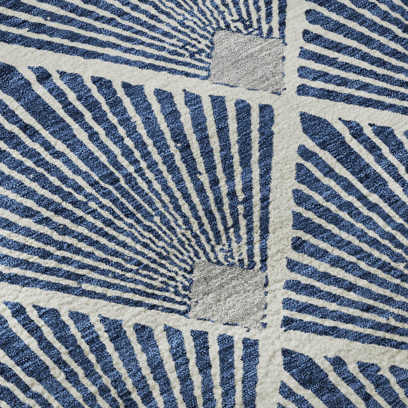 Premium Machine Washable Prisco Navy Rug, Rectangle 10' x 14'