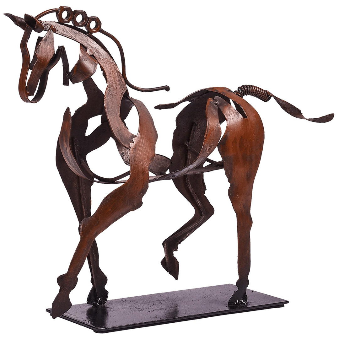 Alcott Hill® Handmade Metal Horse Statue Sculpture Décor for Horse Lovers Gifts Alcott Hill®
