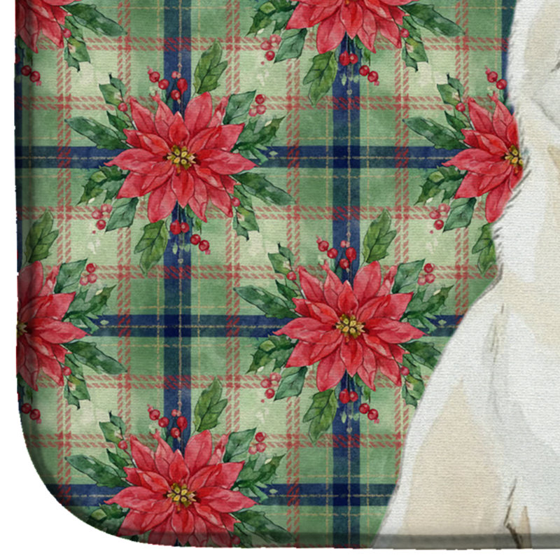 Tapis de séchage blanc Akita Christmas PoinsettIas, Blanc