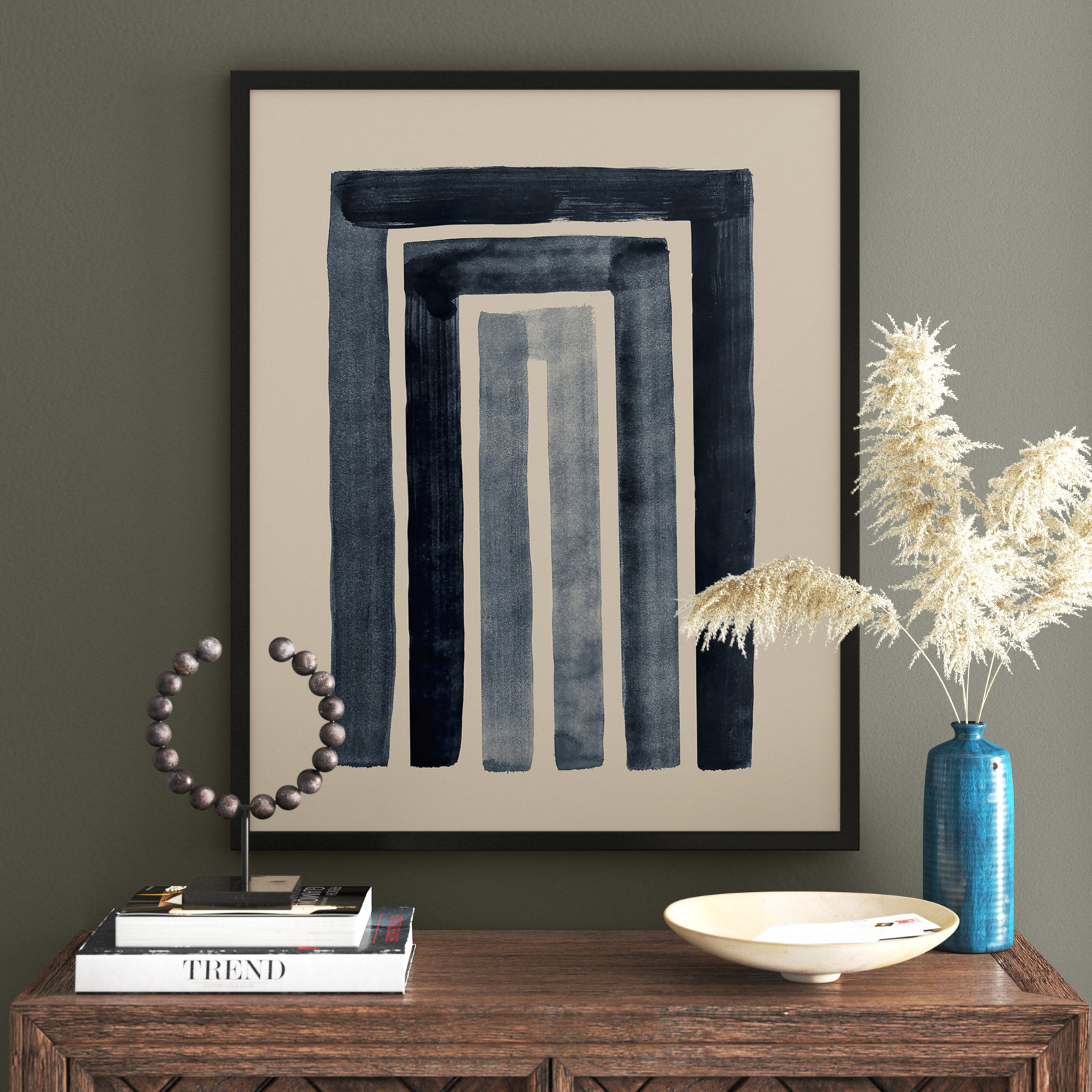 Nima "Modern Abstract Rainbow" Print, Black Framed, 33" H x 27" W