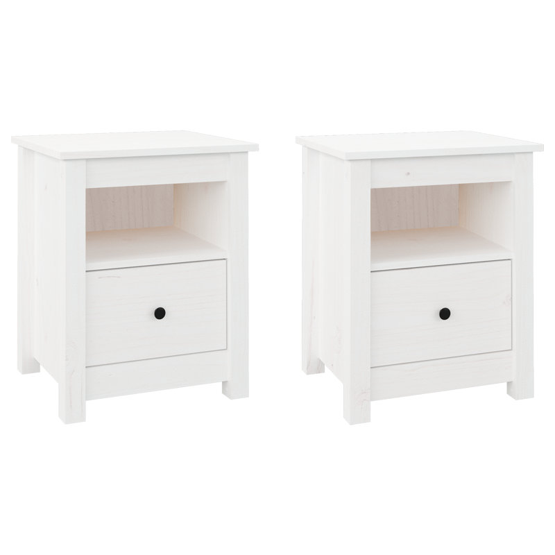 Mendez 40cm W Solid Wood Bedside Table, White