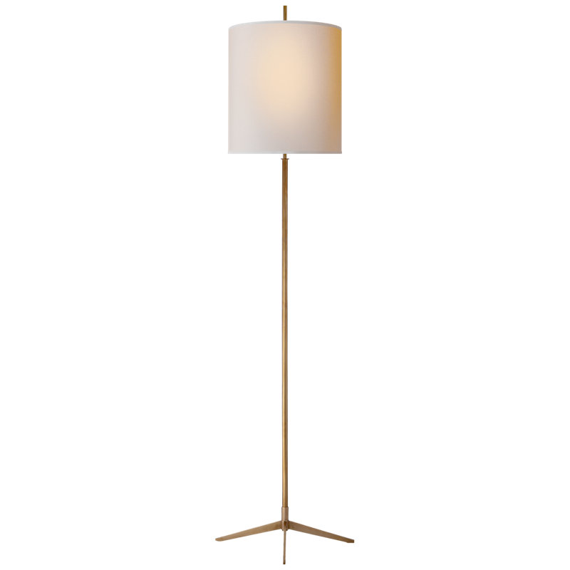 Thomas O'Brien Caron Floor Lamp, Paper, Hand-Rubbed Antique Brass