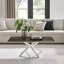 Atal Marble Effect Coffee Table - Glass Topped Metal Leg Centre Table-1341101707-1337976153