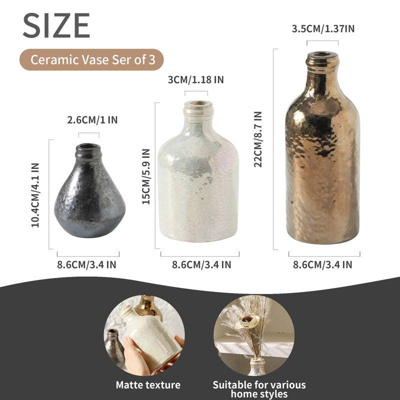 Ceramic vase set of 3