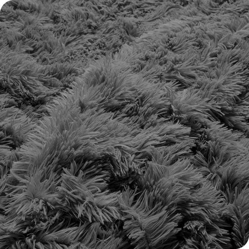 Gray King/California King Shaggy Faux Fur Duvet Cover