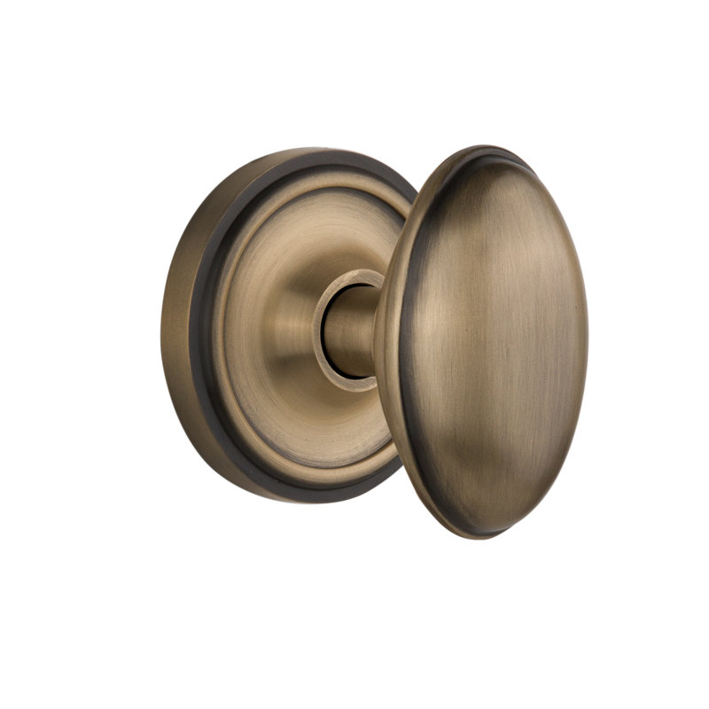Classic Rosette with Homestead Door Knob, Antique Brass