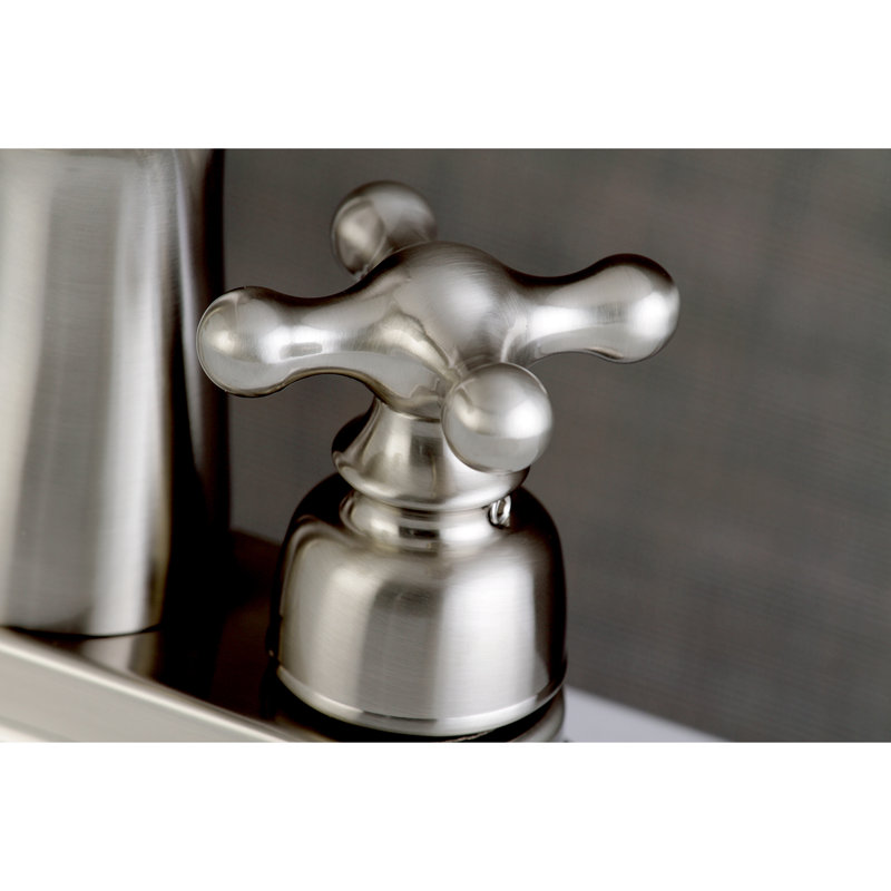 Victorian Centerset Lavatory Faucet with Drain Assembly, Brushed Nickel
