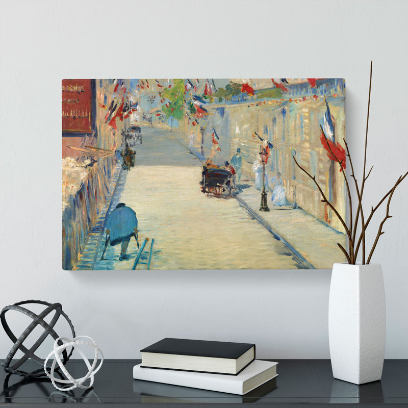 The Rue Mosnier With Flags by Edouard Manet - Wrapped Canvas Painting, 50cm H x 76cm W x 3cm D