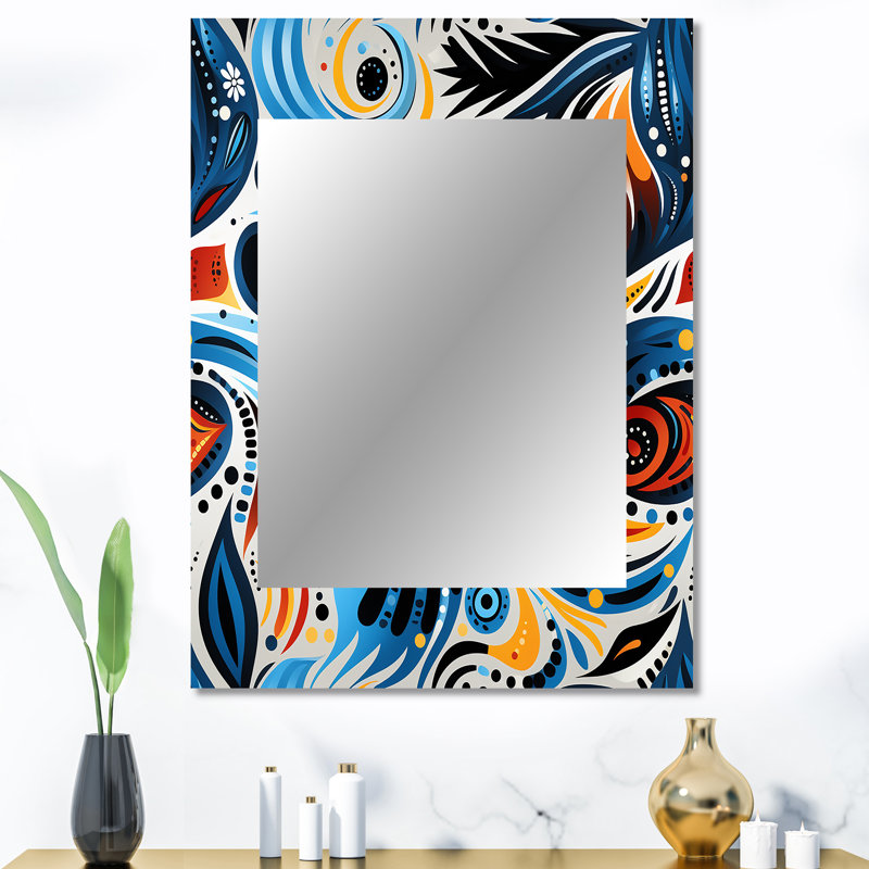 Hedia - Blue Modern Wall Mirror, 40 po x 30 po