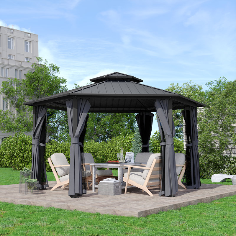 15 Ft. W x 15 Ft. D Aluminum Gazebo, Black