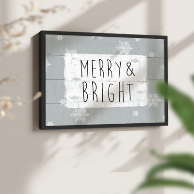 Merry and Bright flocons de neige - impression encadrée - réversible