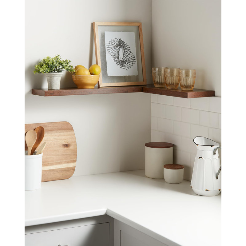 Fraz 2 Piece Solid Wood Floating Shelf, Rustic Brown