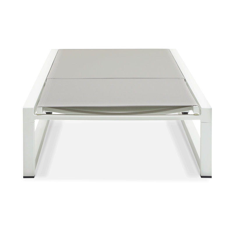 Chaise longue d'extérieur réglable à 5 niveaux 2 pièces, structure en aluminium durable et filet de polyester enduit de PVC, pour le patio / la piscine
