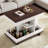 Adjustable End Table With Wheels, 360°rotating Top, Storage Space, Wood Grain Texture And Vertical Striped Design-1848626449