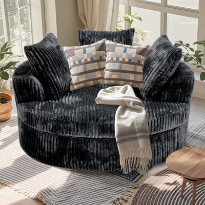 59" Upholstered Compression Chaise Lounge Chair With Armrests & Throw Pillows, No Assembly Required
